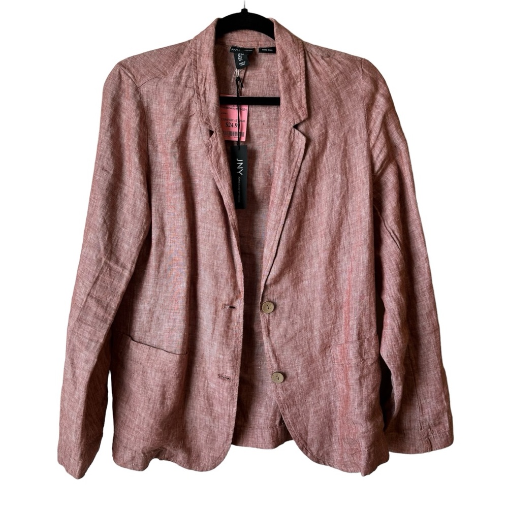 Jones New York JNY | Women's Blazer 100% Linen | Red Two Button Closure | Size L